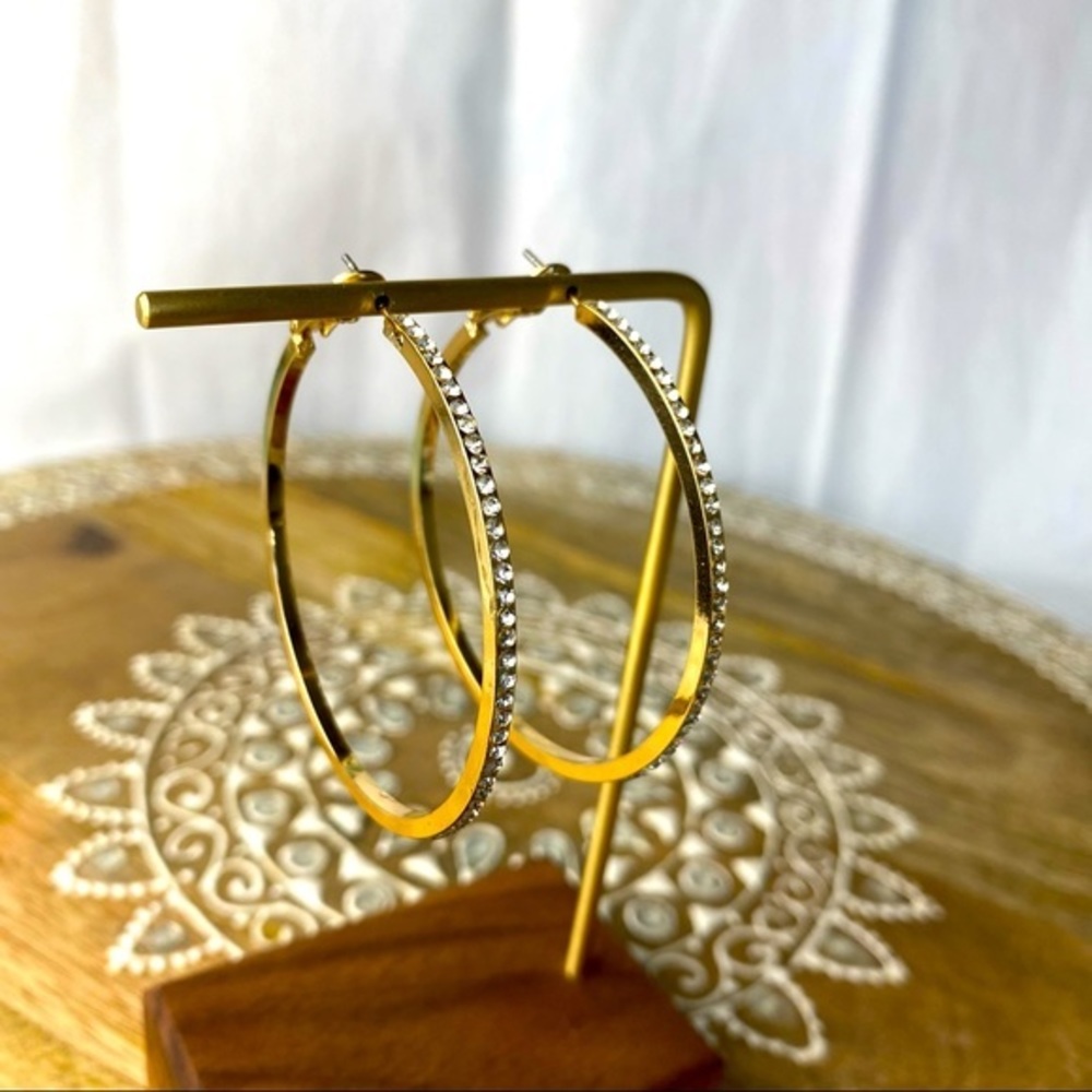 Rhinestone Pave Hoop Earrings